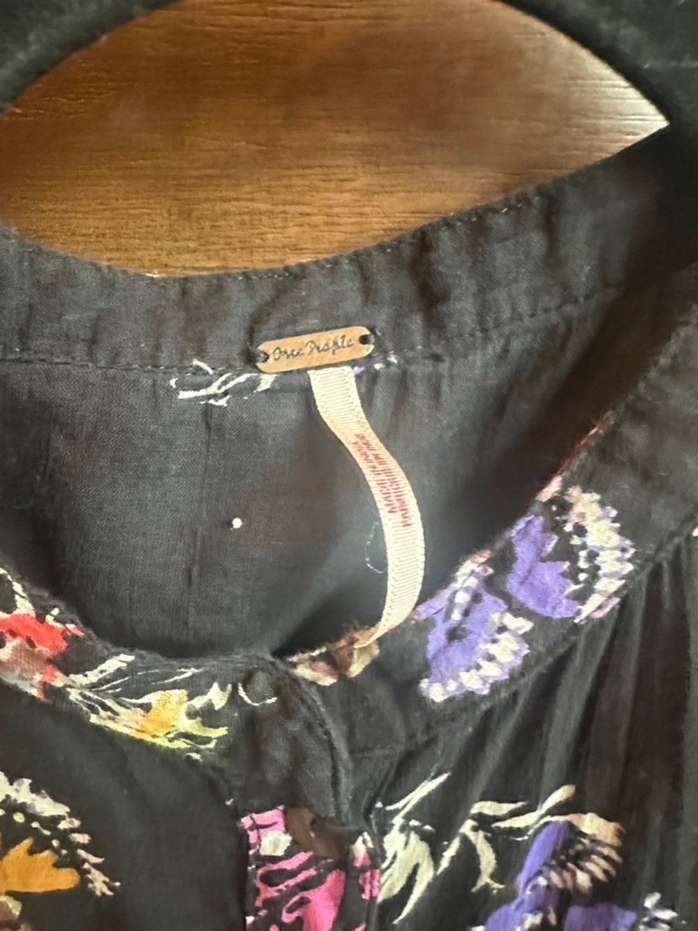 Free People Black Sheer Floral Button-Up Blouse - Picture 5 of 7